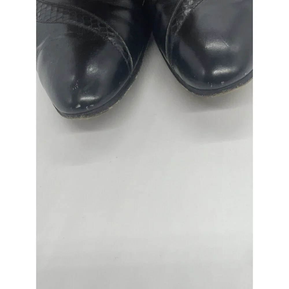 SALVATORE FERRAGAMO BLACK  Leather Pumps SIZE 9.5 6A Narrow Width Elegant Career